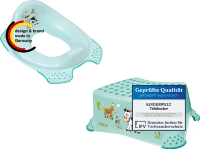 Produktbild von 2er Set Funny Farm aquamarin WC Aufsatz + Hocker Toilettentrainer