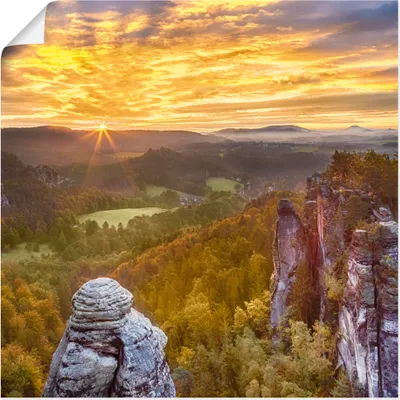 Produktbild von ARTland Poster Sächsische Schweiz Ferdinandstein Größe: 30x30 cm