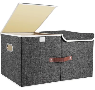 Productafbeelding van Opbergbox met deksel, compartimenten, van stof, inklapbaar, 1 stuk, zwart