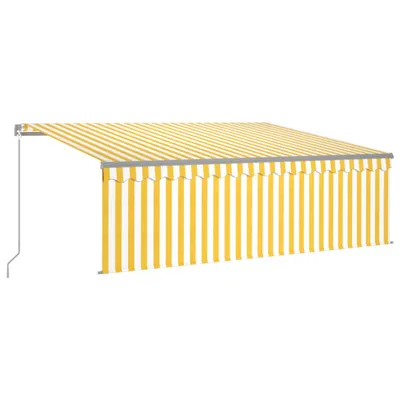 Produktbild von vidaXL Markise Manuell Einziehbar mit Rollo 4x3 m Gelb & Weiß