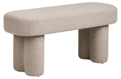 Image de Weston - Banc en tissu sable avec pieds en acier 95x36x45 cm