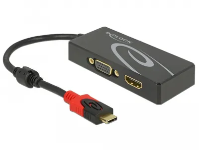 Produktbild von USB Adapter, USB-C Stecker > HDMI Buchse + VGA Buchse