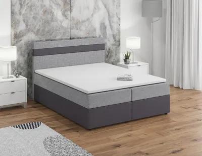 Zdjęcie produktu dla Łóżko z materacem sprężynowym i schowkiem SISI - 200x200, jasnoszary/szary