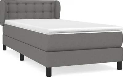 Imagen del producto de Cama con somier y colchón de la marca vidaXL, color gris oscuro, dimensiones 90x200 cm, tapizada en tela