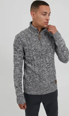 Produktbild von SOLID SDPankraz Herren Strickpullover Troyer Grobstrick Pullover mit Zopfstrickmuster Reißverschluss 100% Baumwolle Regular fit