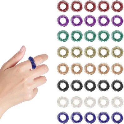 Produktbild von 40 Stück Akupressur Ring Set, Massageringe Für Finger, Akupressur Ring Set für Stress Reduzierstück und Förderung der Durchblutung Akkupressurringe