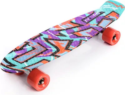 Produktbild von Skateboard Komplette 22" Mini Cruiser Board Retro Komplettboard für Anfänger Kinder Jugendliche Erwachsene, 56x15cm Meteor Multicolour GRAFFITI