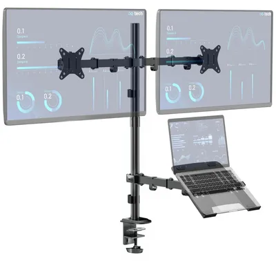 Productafbeelding van Dubbele Monitorstandaard en Laptophouder voor 17-32 Inch Monitoren