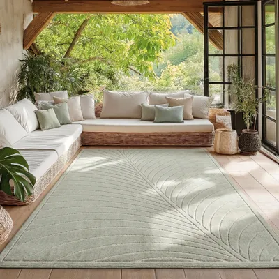 Produktbild von Homebyhome Outdoor Teppich, Modern Boho Design, 3D Effekt, Robust und UV-Beständig, ideal für Terrasse Wohnzimmer & Küche, Grösse: 160x230 cm