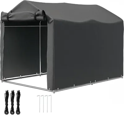 Obrázok produktu pre Garážový stan – skladovací stan – na uskladnenie vecí – vodotesný, odolný voči UV žiareniu – 220 x 157 x 165 cm – tmavšedý