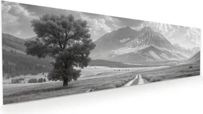 Produktbild von Glasbild 120x40cm in XXL für Wohnzimmer, Schlafzimmer Motiv Berglandschaft Weg