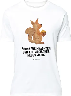 Produktbild von Mr. & Mrs. Panda Shirt Eichhörnchen Weihnachtszeit - Weiß - Geschenk, Guten Rutsch, Weihnachten, Lustiges T-Shirt, Neujahr, Statement, Weihnachtsgruß, Frohe, Oversize