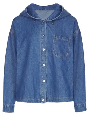 Produktbild von Damen Jacke blau Größe L mit Kapuze und Brusttasche