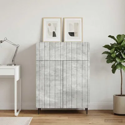 Image de Buffet vidaXL gris béton 66 x 34,5 x 92 cm en aggloméré