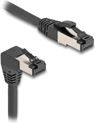 Produktbild von DeLOCK RJ45 Netzwerkkabel Cat.8.1 S/FTP 90° unten gewinkelt / gerade 10 m schwarz, 10 m, Cat8.1, S/FTP (S-STP), RJ-45, RJ-45, Schwarz