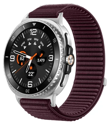 Image de Pour Samsung Galaxy Watch 8 / 8 Classic nylon velcro bracelet d'interface en métal rouge vin