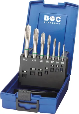 Produktbild von BOHRCRAFT Maschinengewindebohrer-Satz M3-M12 HSS-E Grünring Form B 7-teilig