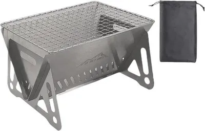 Produktbild von Portabel campinggrill - roestvrij staal - inklapbare outdoor grill - campinghoutskool BBQ - draagbare grilltas