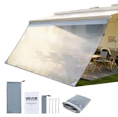 Obrázok produktu pre VEVOR, slnečná clona pre karavany, sieťovina z polyesteru, 2 x 4,3 m (vhodná pre markízy s dĺžkou 4,5 m), dvojitý šev, priedušná ochrana pred slnkom pre karavany, cestovanie a outdoorové aktivity