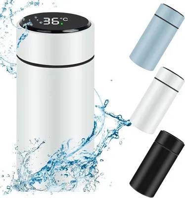 Obrázek produktu pro Mini termoska 200 ml s LED ukazatelem teploty - Izolace z nerezové oceli pro horké i studené nápoje