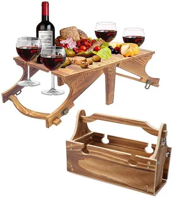 Produktbild von Holz-Picknicktisch mit doppeltem Griff, inklappbar, für Außenbereich