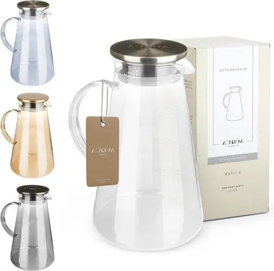 Produktbild von Glas-Wasserkanne 2L Edelstahl-Bambus