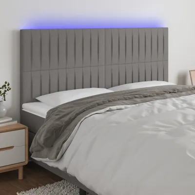 Produktbild von The Living Store LED Kopfteil Dunkelgrau 200x5x118/128 cm Stoff
