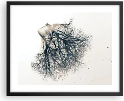 Produktbild von Gerahmtes Poster - Schwarzer Rahmen - Mädchen Baum Grafik - 50x40 cm - Wand Bild - Wanddeko - Wandbilder - Kunstposter - Wandposter - Bilderrahmen - Bilder - Kunstdruck - Wandbild - P2BAA50x40-4354