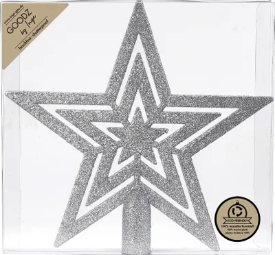 Produktbild von Christbaumspitze Stern 21,5cm Kunststoff mit Glitzer - Silber