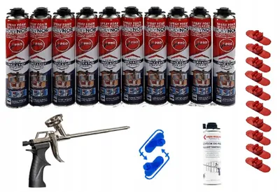 Produktbild von Polynor PRO PUR Sprühschaum 750 ml - Starter-Set 24-teilig, 10 Dosen zur Wärmedämmung von Wänden, Decken und Garagen