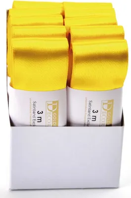 Produktbild von Goldina® 1172040101003 Doppelsatinband - 40 mm x 3 m, gelb