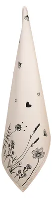 Produktbild von Clayre & Eef Geschirrtuch 50x70 cm Beige Schwarz Baumwolle Blumen