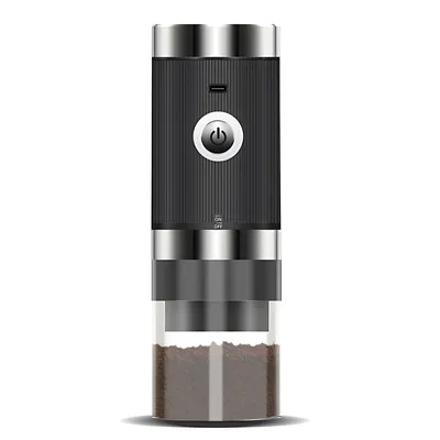 Obrázek produktu pro Elektrický mlýnek na kávu, 5 stupňů nastavení, automatické zastavení, gravitační mlýnek na espresso, přenosný akumulátorový mlýnek na kávu s průhlednou nádobou, nabíjení typu C pro domácnost, kancelář, kempování, cestování
