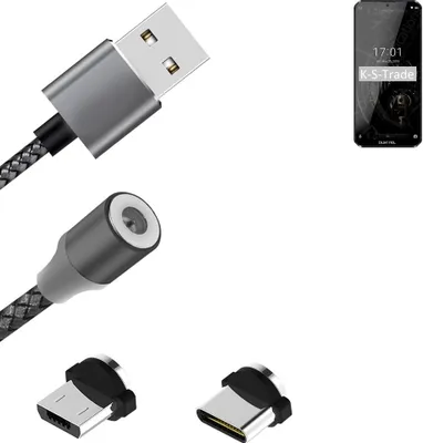 Produktbild von K-S-Trade Hochwertiges Magnet-Lade-kabel Sync-Kabel Daten-Kabel für Oukitel K12 mit USB-Typ-C-Anschluss und Micro-USB-Anschluss 2A bis zu 480mbps