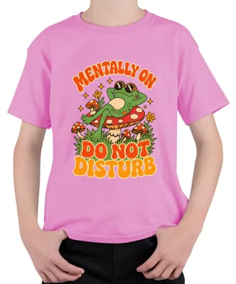 Produktbild von Mentally On Do Not Disturb Frosch Pilz Hippie Statement Sarkasmus Kinder T-Shirt, Pink, 140