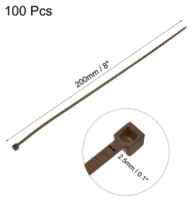 Produktbild von 100 Stš¹ck Markierung Kabelbinder Braun 200mmx2.5mm Selbstsichernde Kabelbinder Set Best?ndige Kabelbinder Wiederverschlie?bar Kabel Organizer fš¹r Kabelmanagement Kabelschutz