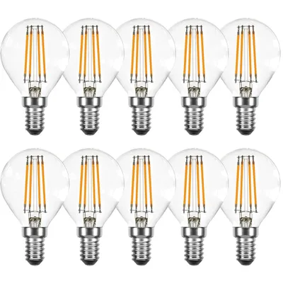 Produktbild von 10 x LED Filament Tropfen 4W = 40W E14 Klar Glühfaden 360° extra warmweiß 2200K DIMMBAR