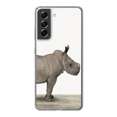 Produktbild von MuchoWow® Handyhülle Schutzhülle Hülle für Samsung Galaxy S21 FE Rhinozeros - Tiere - Jungen - Mädchen Silikon Softcase Handy Hülle - Mobiltelefonhülle