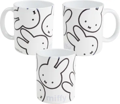 Produktbild von Miffy Tasse - Hase Allover Kaffeetasse Becher Kaffeebecher aus Keramik 320 ml Weiß