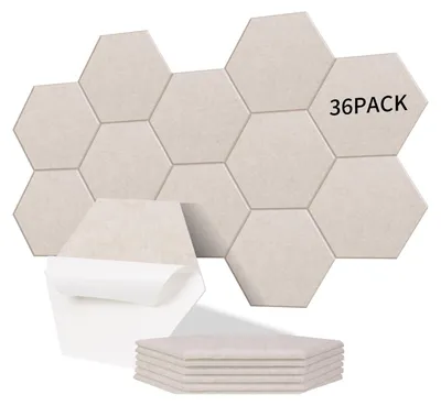 Zdjęcie produktu dla Sześciokątne panele akustyczne - 36 sztuk - Tłumienie dźwięku - 2,11 m² - 100% poliester