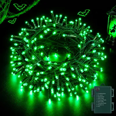 LED-Lichterkette 10 m 100 grüne LEDs batteriebetrieben IP44