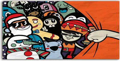 Produktbild von Coloray - Glasbild - 120x60 cm - Wandbild - Glasbilder - Foto groß Weihnachtsmann mit Freunden