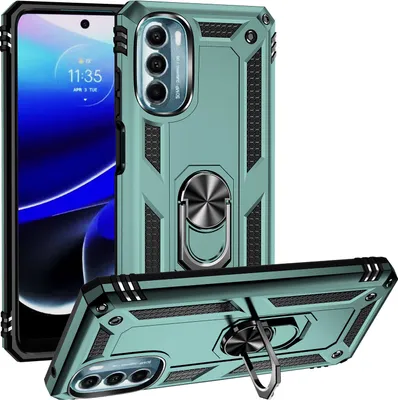 Produktbild von Moto G 5G 2022 Hülle, Dual Layer Robust Militäre Schutzhülle mit Ringhalterung Ständer für Motorola Moto G 5G 2022 Grün