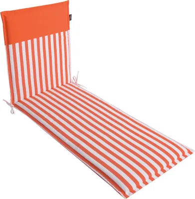 Produktbild von LILENO HOME Sonnenliege Auflage als [1er Set - Rollliege] in Streifen Coralle - Uni Coralle - Gartenliegen Auflage perfekt für Strandliege - Polster Auflage für Gartenliege (190x60x5cm) MALT