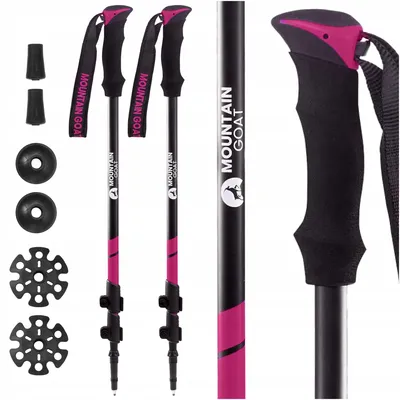 Produktbild von Nordic-Walking-Stöcke Peak+ Mountain Goat Faltbare Trekkingstöcke Rosa