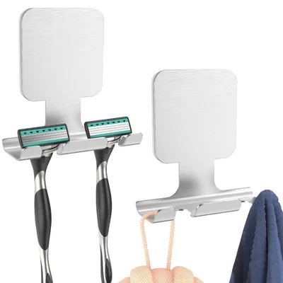 Produktbild von Handtuchhalter Wand ohne Bohren 2er Set Silber
