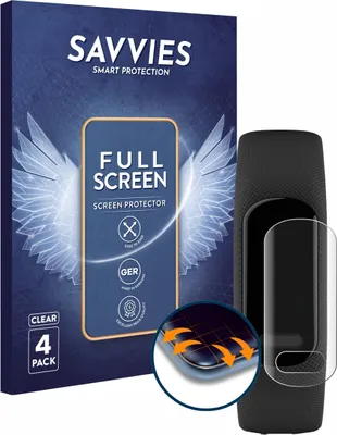 Produktbild von 4x Savvies Fullscreen Schutzfolie für Garmin Vivosmart 5 Displayschutz Folie Fullcover Klar Transparent