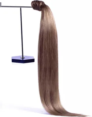 Produktbild von chaarmant Ponytail Extensions Echthaar 55 cm 100 g – Zopf Haarteil #10 Aschblond