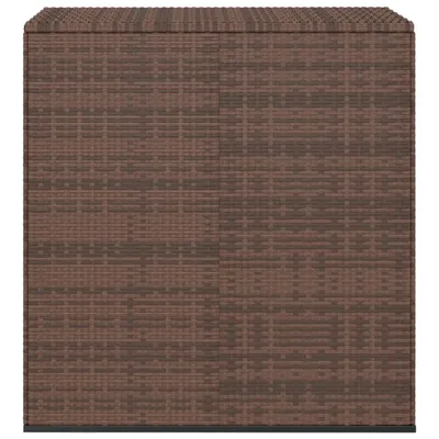 A product shot of a brown PE rattan cushion box.