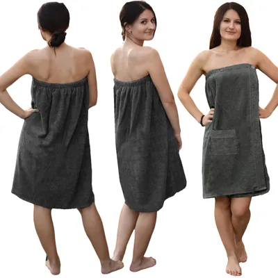 Produktbild von JEMIDI Saunakilt für Damen - Saunatuch Damen aus Baumwolle - Saunahandtuch mit Tasche - Sauna Kilt für Frauen - Handtuchkleid - Sauna Tuch Saunakleid